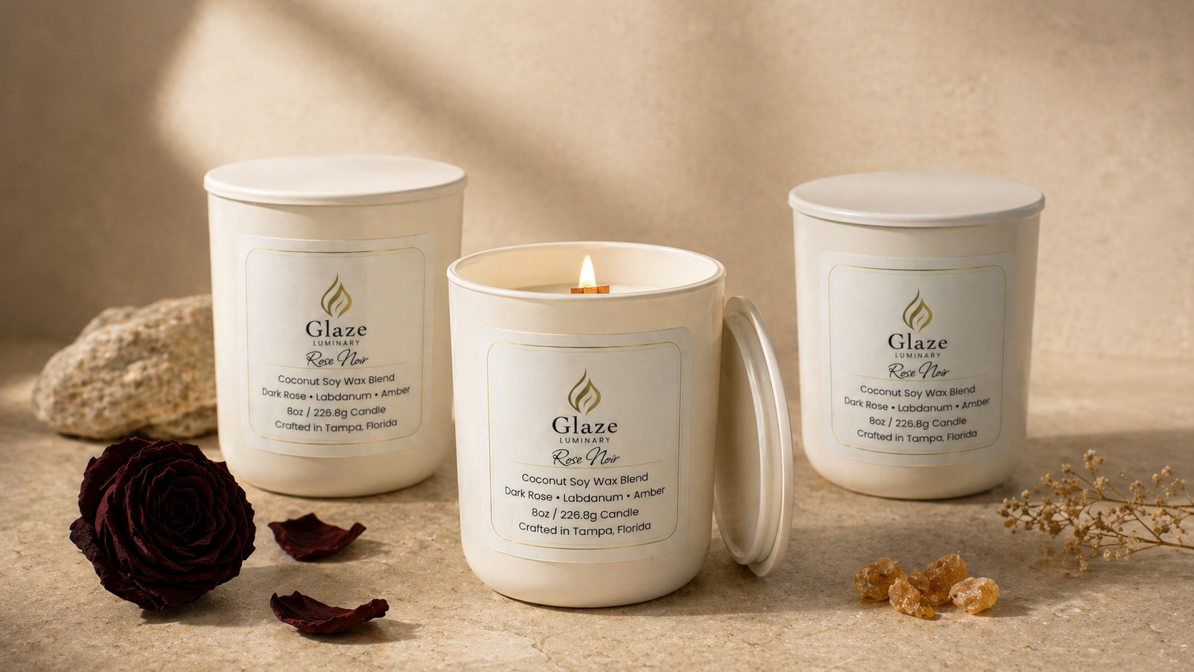 Rose Noir Candle-Glaze Luminary