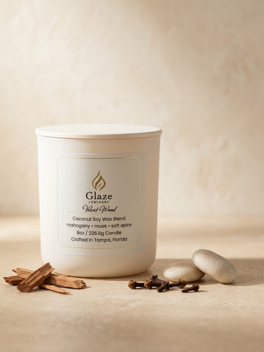 Velvet Wood Candle-Glaze Luminary