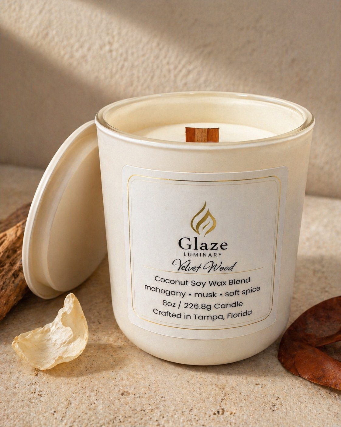 Velvet Wood Candle-Glaze Luminary