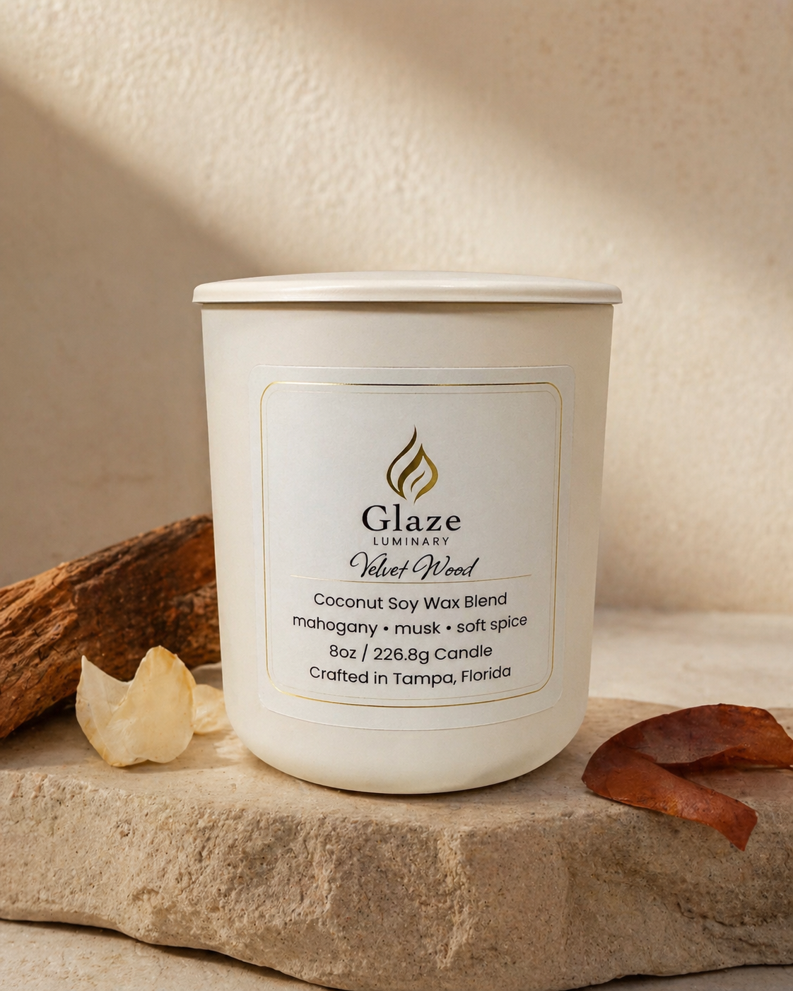 Velvet Wood Candle-Glaze Luminary