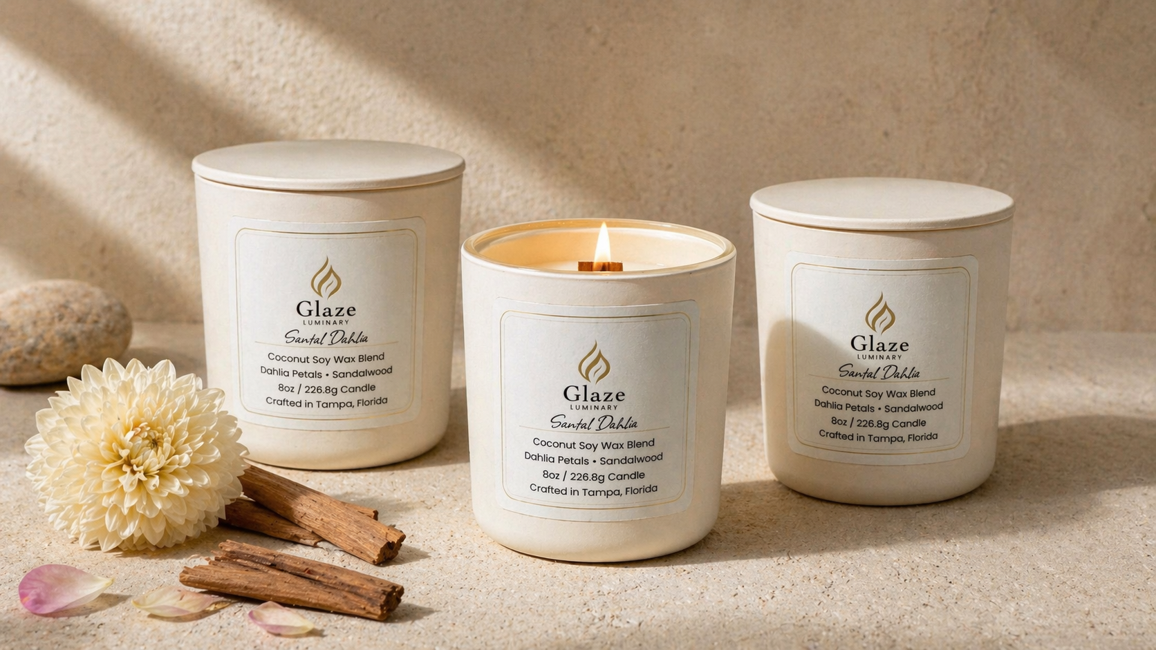 Santal Dahlia Candle-Glaze Luminary