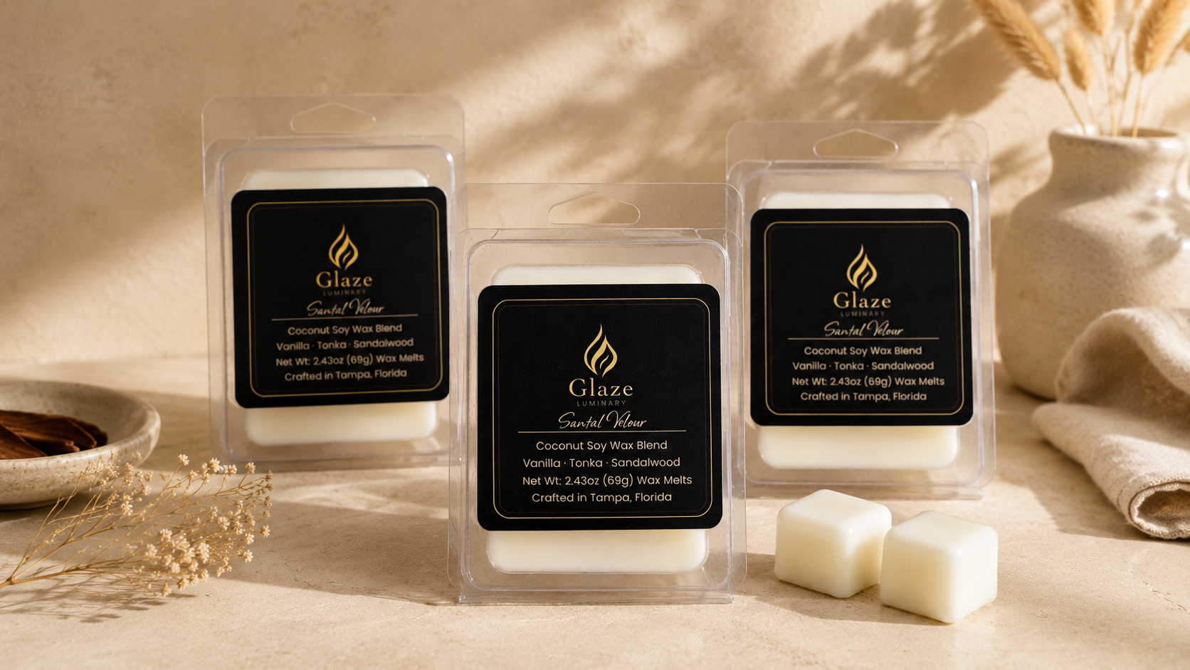 Santal Velour Wax Melt-Glaze Luminary
