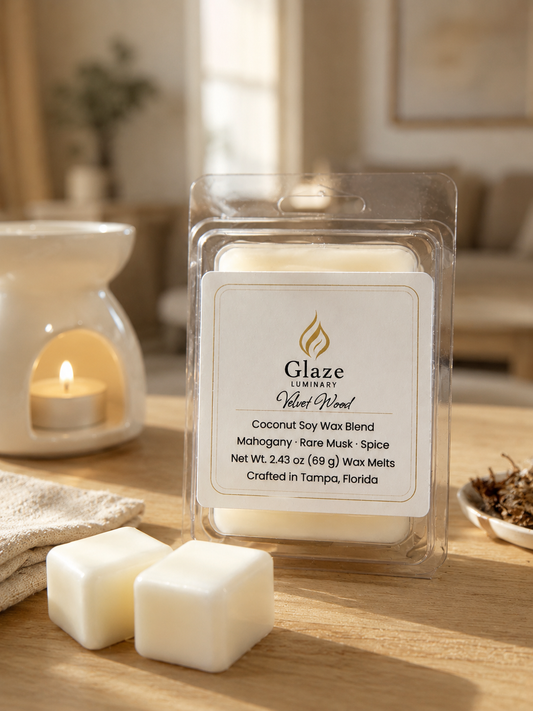 Velvet Wood Wax Melt-Glaze Luminary