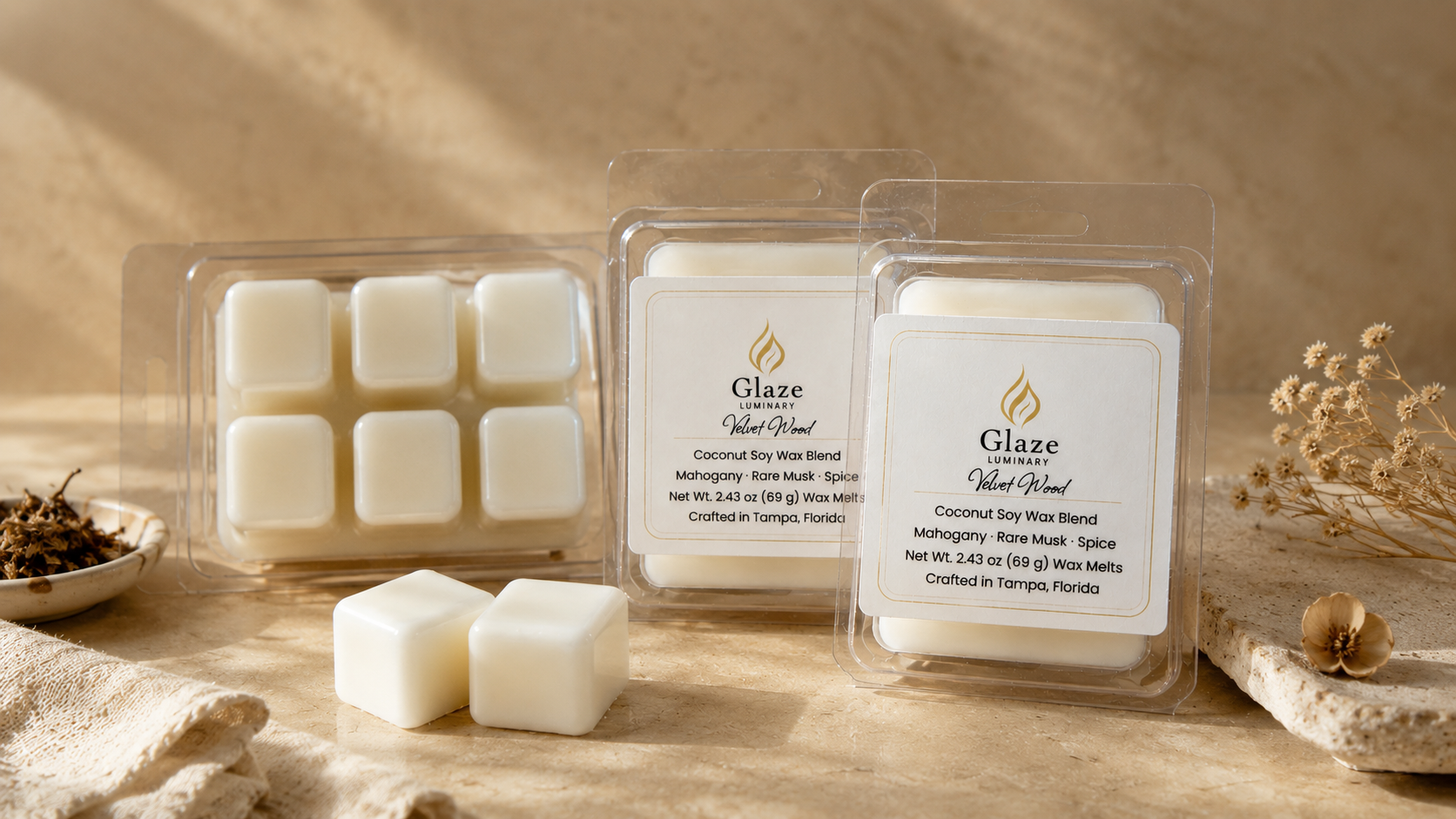 Velvet Wood Wax Melt-Glaze Luminary