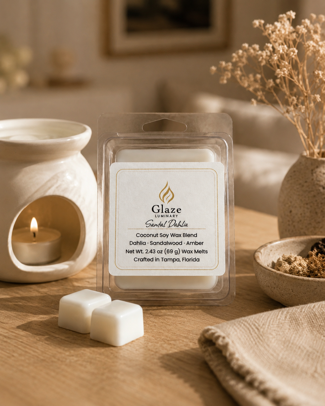 Santal Dahlia Wax Melt-Glaze Luminary