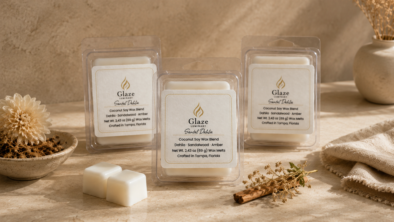 Santal Dahlia Wax Melt-Glaze Luminary
