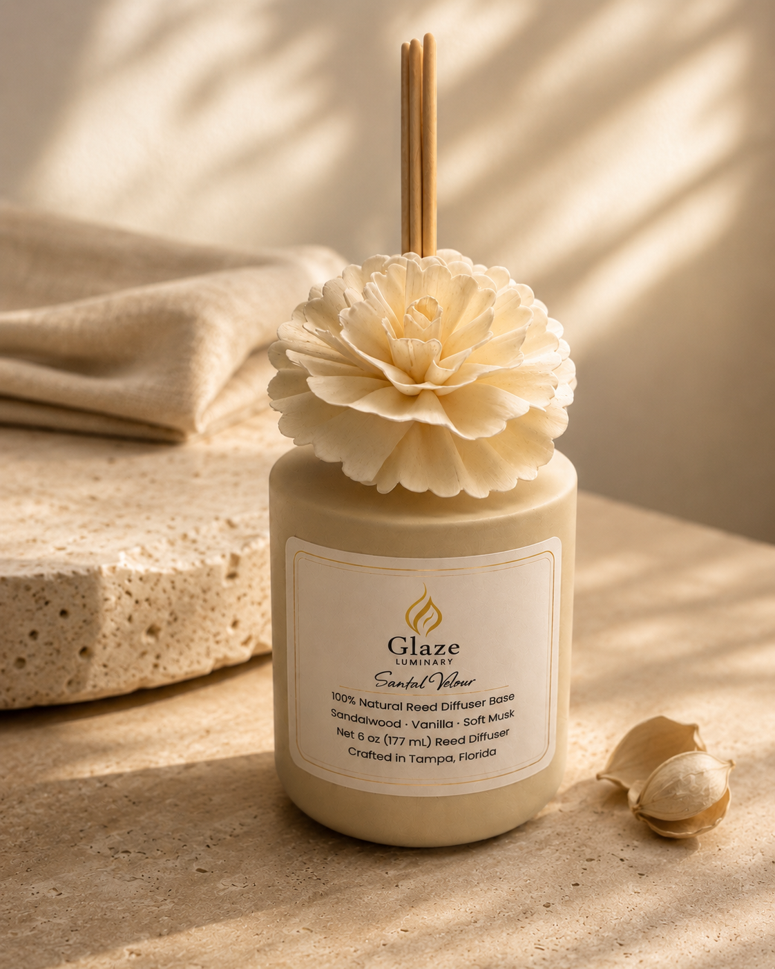 Santal Velour Reed Diffuser-Glaze Luminary
