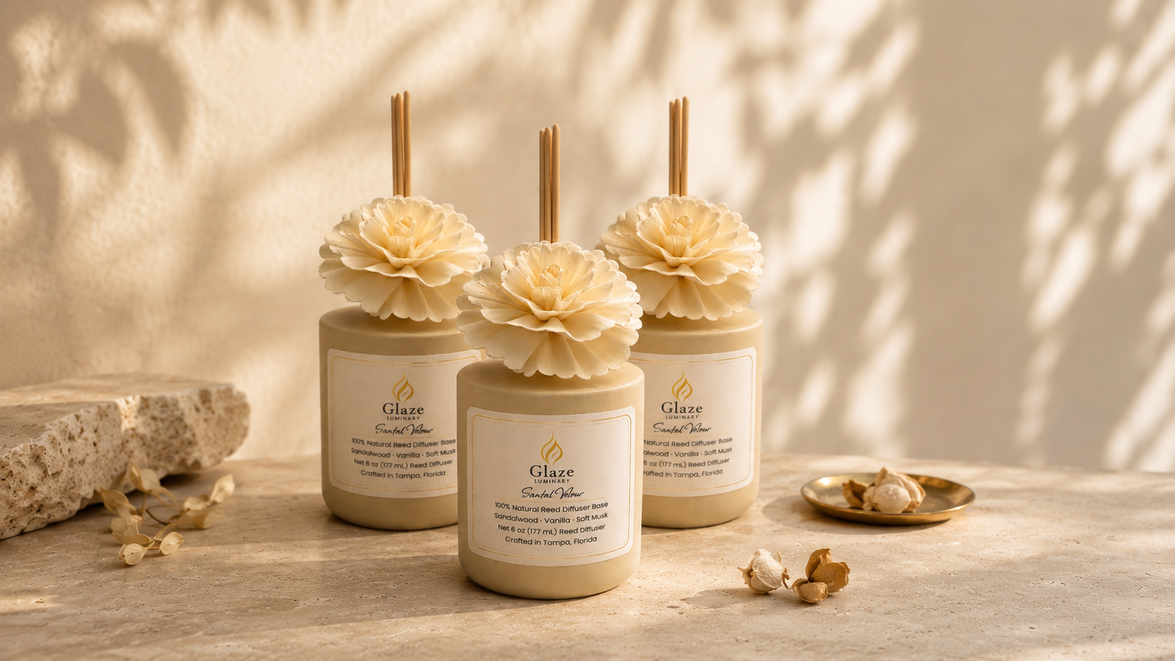 Santal Velour Reed Diffuser-Glaze Luminary