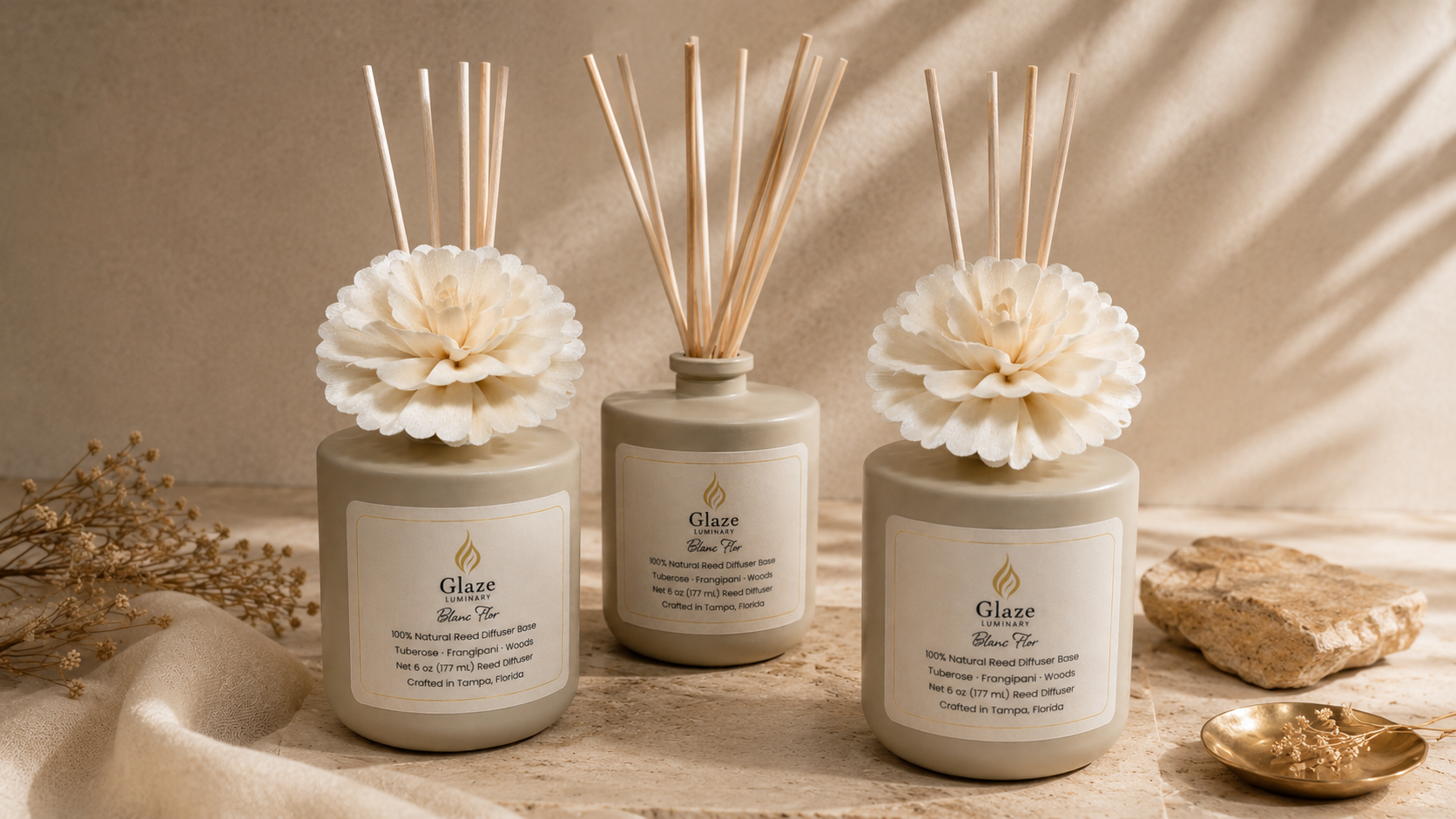 Blanc Flor Reed Diffuser-Glaze Luminary