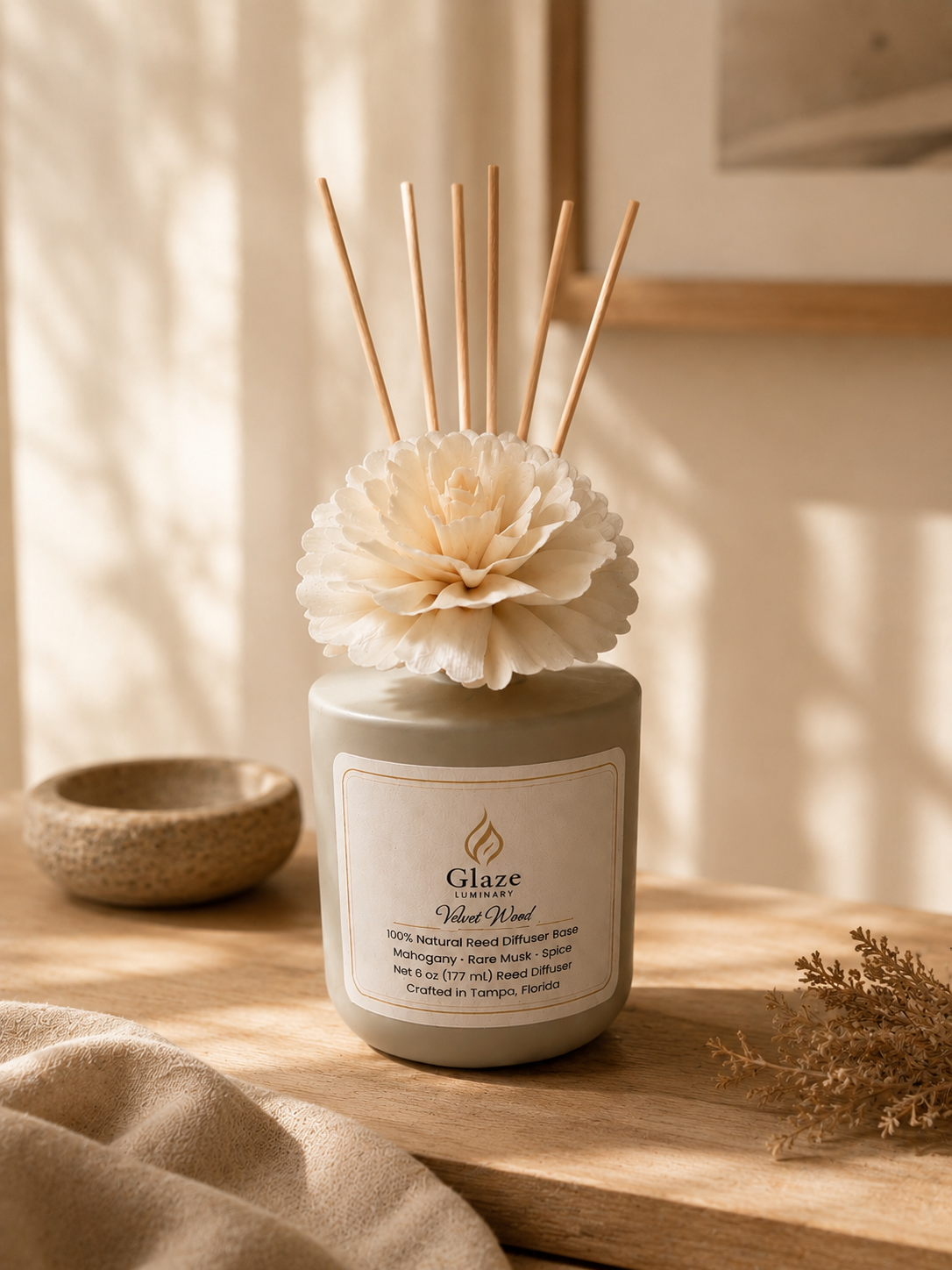 Velvet Wood Reed Diffuser-Glaze Luminary