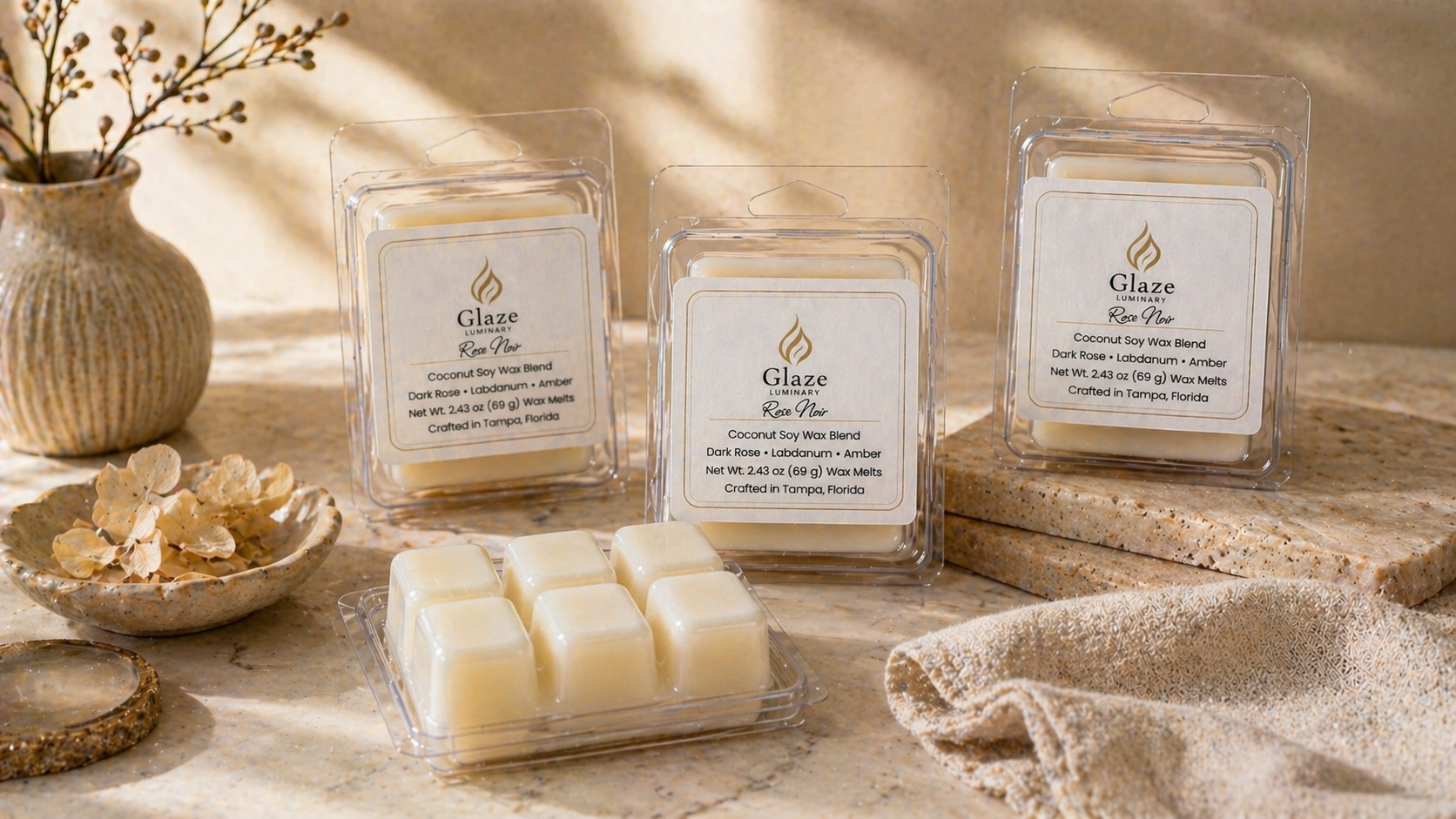 Rose Noir Wax Melt-Glaze Luminary